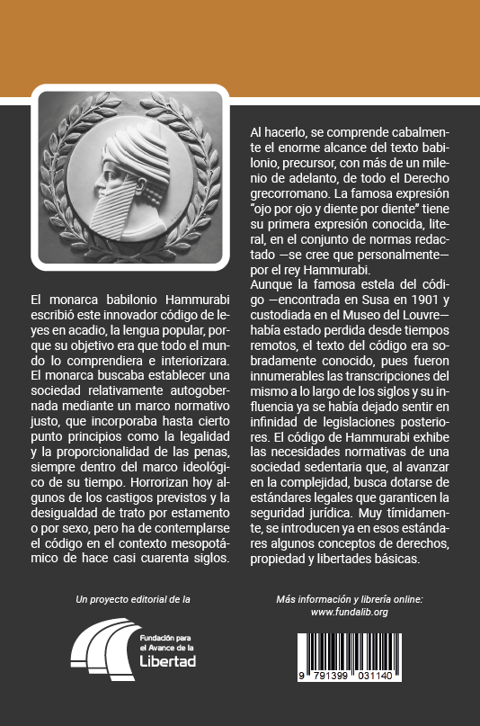 Contraportada del Código de Hammurabi