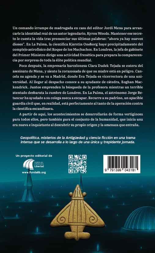 Contraportada de La amenaza de los dioses